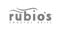 Rubio logo. grey knocked out logo.