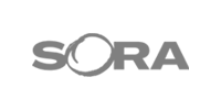SORA logo. The 'O' look slike a brushstroke.