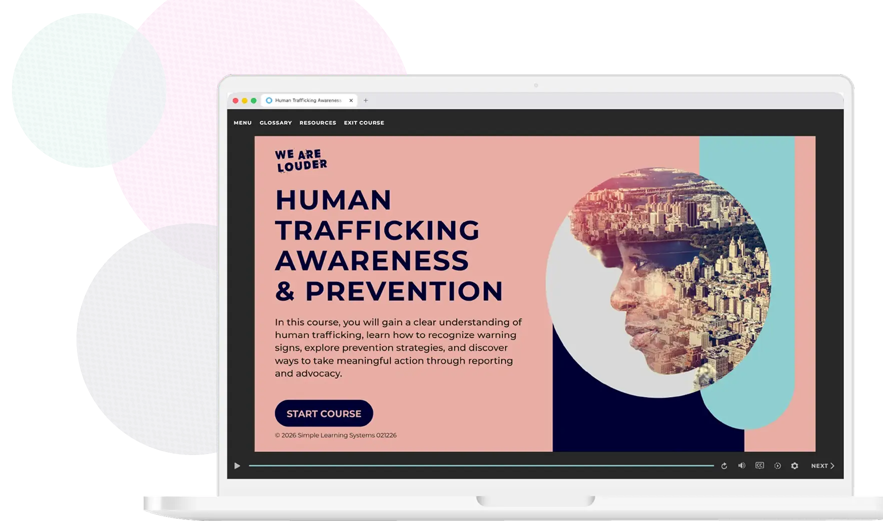 labtop with a screenshot of the course