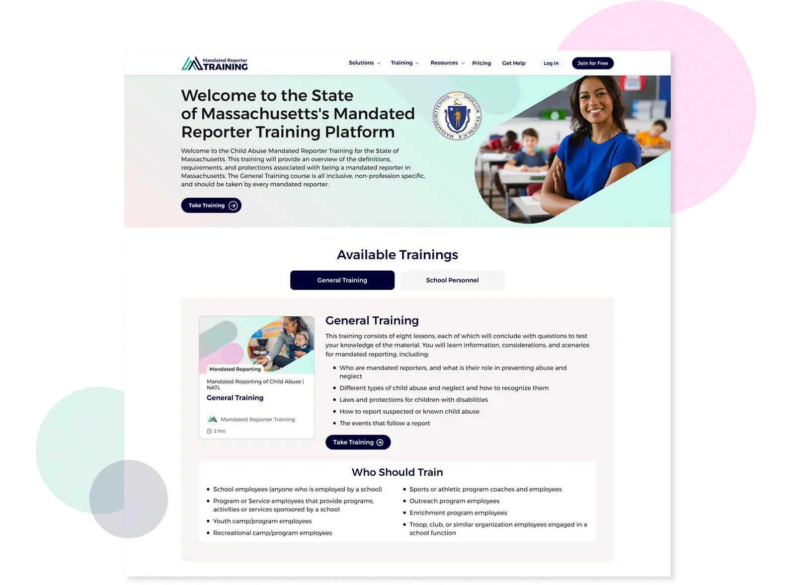 Official mandated reporter training platform