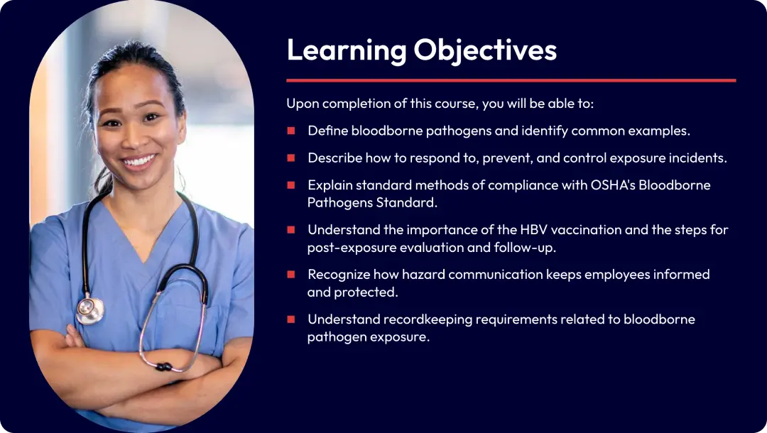 A slide from the California Bloodborne Pathogens training course.