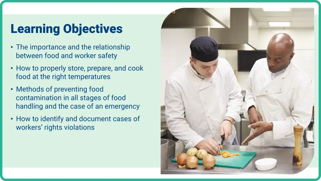 A slide from the California Food Handler Training course.