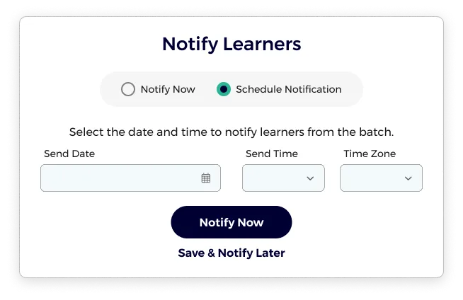 A screenshot of the Notify Learners feature.